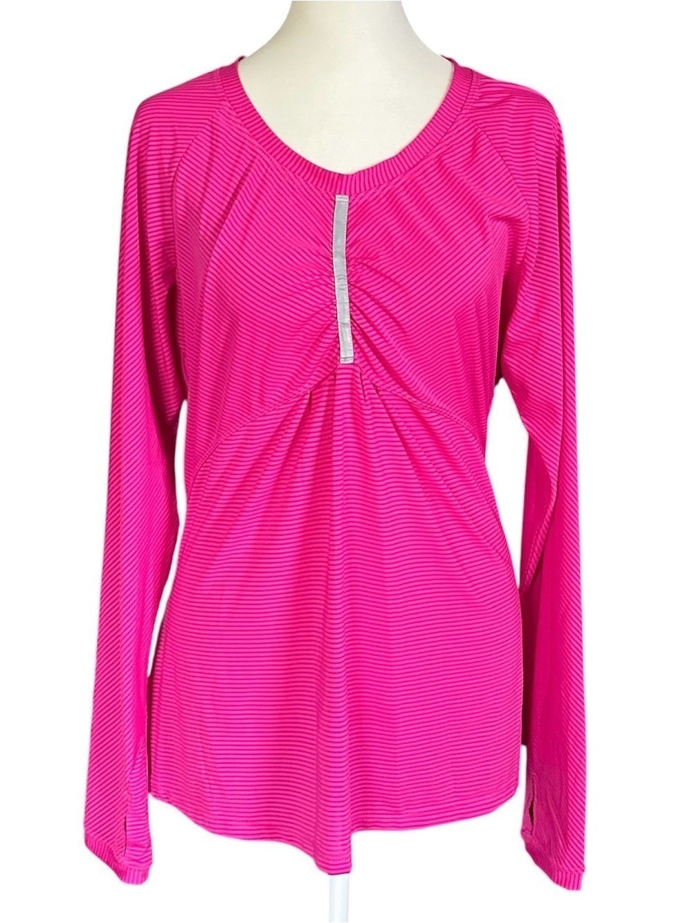 Athleta Pump It Up Long Sleeve Activewear Striped Top Medium